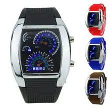 

HOT SALES！！！New Arrival Cool Rubber Band RPM Speedometer Car Turbo Style Digital LED Wrist Watch Gift