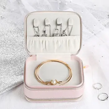 

Double Zipper Jewelry Storage Box Portable Ring Earrings Necklace Organizer