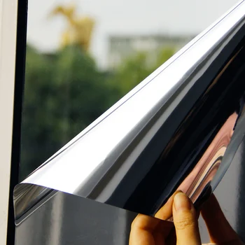 

SUNICE One Way Window Film Non-Adhesive, Daytime Privacy Static Cling Reflective Mirror Window Tint for Home 90cmX100cm
