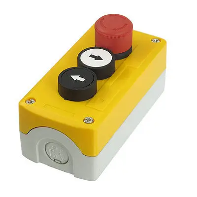 

240V 3A SPST Red Emergency Stop Momentary Black White Flat Push Button Station