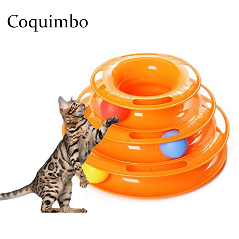 

Three Levels Pet Cat Toy Tower Tracks Disc Intelligence Amusement Triple Play Disc Cat Toys Training Ball Turntable Cat Toy