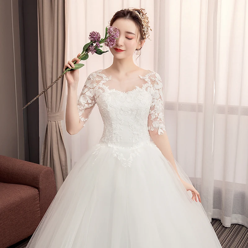 

Plus Size Lace Wedding Dress Luxury Bride Princess Dream Wedding Dresses Ball Gown Bridal Embroidery Dresses
