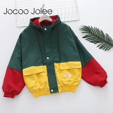 Jocoo Jolee Color Block Long Sleeve Corduroy Women Jacket Patchwork Drawstring Hit Color Autumn Jacket Plus Size Women Coat color block geometry patchwork plus size knitwear