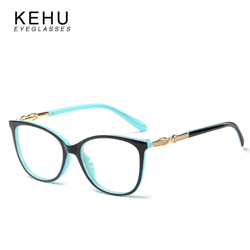 KEHU кошачий глаз очки со стразами оправа женские оптические модные очки для компьютера модные Универсальные неоптические очки KE72