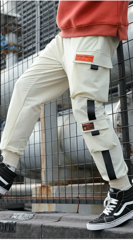Мужская мода хип-хоп панк Jogger спортивные шаровары быстросохнущие легкие брюки карго