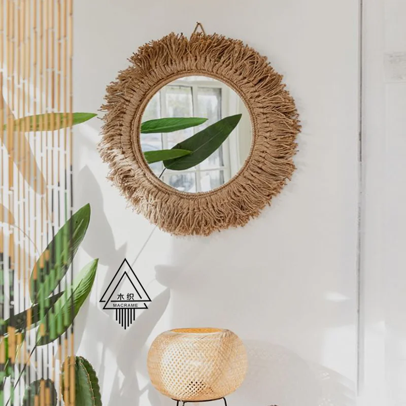 Ins Canamo Cuerda Trenzada Decoracion Espejo Pared Decoracion Linea Tejer Espejo Plantilla Habitacion Japones Pared Colgante Decoracion Aliexpress