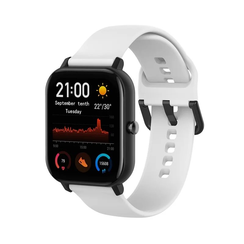 Белый Silicone Bracelet For Amazfit Gts Bip Gtr 42mm Wrist Strap For Vivoactive3 Forerunner645 245 For Huawei Watch2 Smart Watch Band - Цвет: Белый