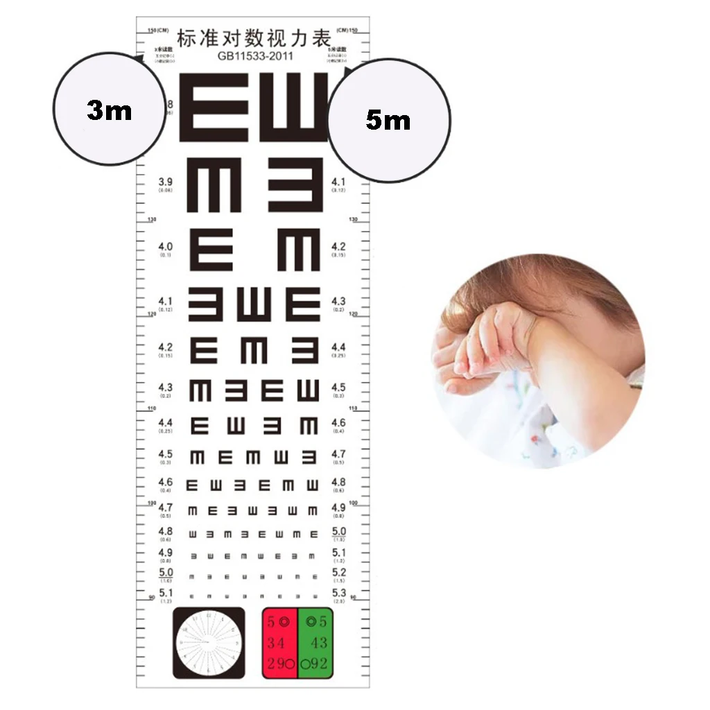 Waterproof Snellen Eye Chart Standard Visual Acuity Chart with Height Measure Ruler for Adults Kids Eye Vision Exam