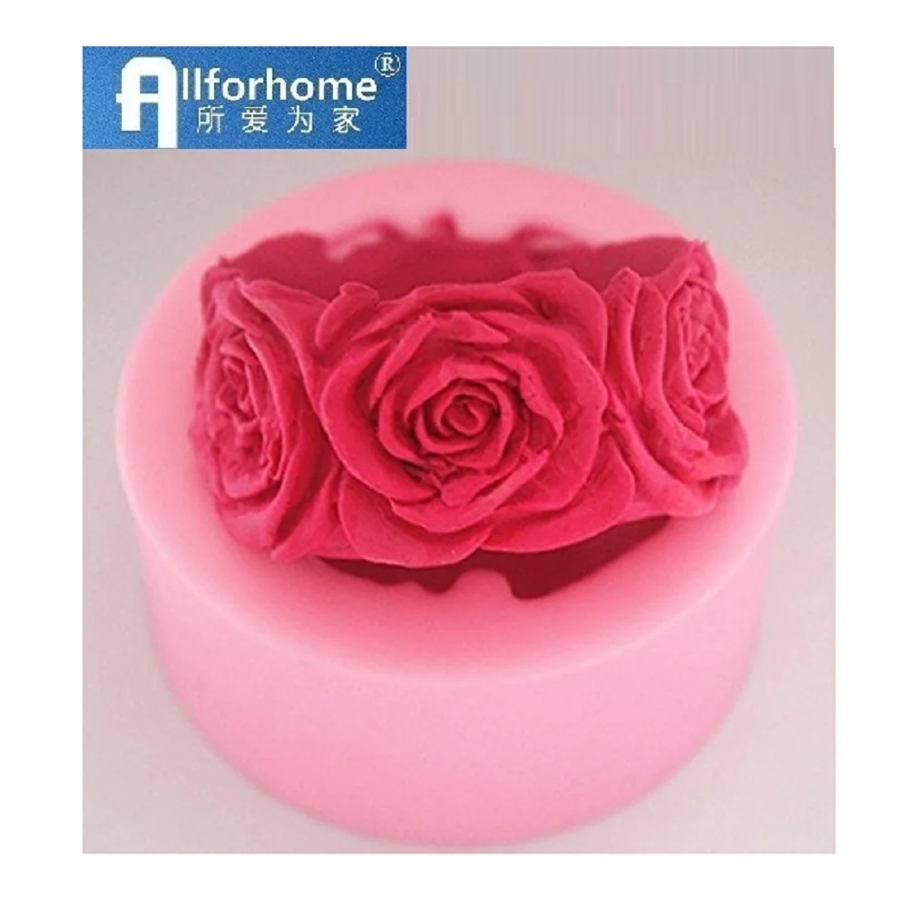Valentine Wedding Floral Rose Round Silicone Soap Molds Craft Art DIY