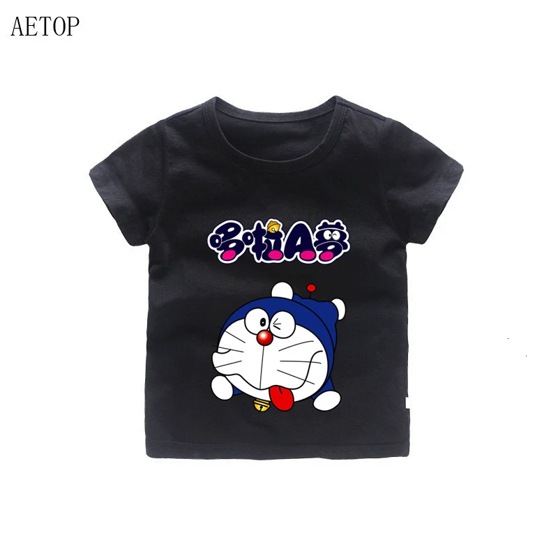 Детская футболка с принтом «Doraemon nobi nobita» для мальчиков и девочек детская футболка из натуральной кожи летние топы для малышей, футболки с рисунками - Цвет: as picture