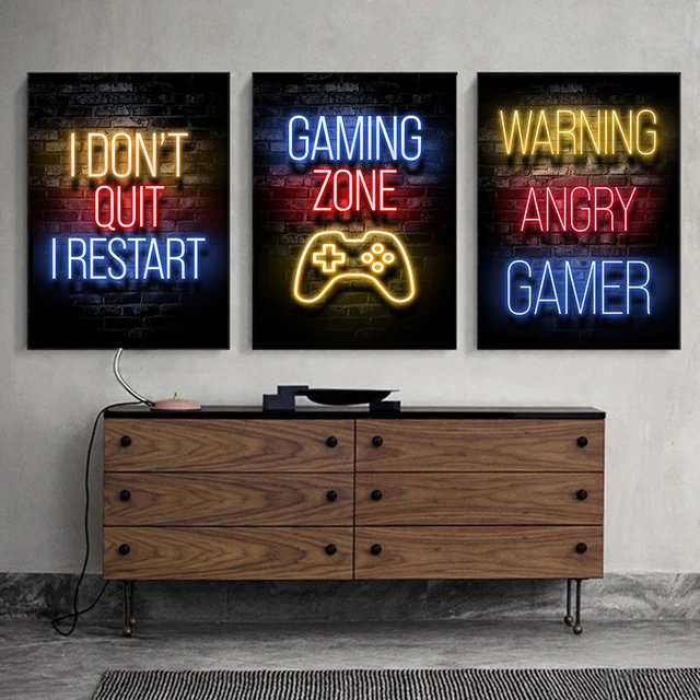 Sleep Game Repeat Gaming Wall Art Poster Prints Gamer Canvas Painting Canvas Picture for Kids Boys Room Decorative Playroom 2