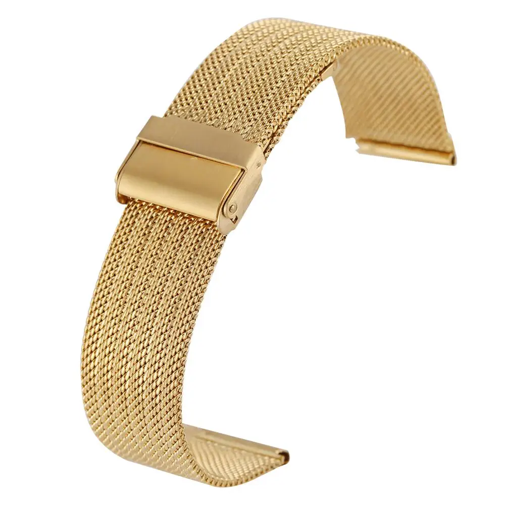 

20MM Golden Stainless Steel with Mesh Wristwatch Band, Luxury Replacement Watch Band Fashion Hook Buckle Watches Strap