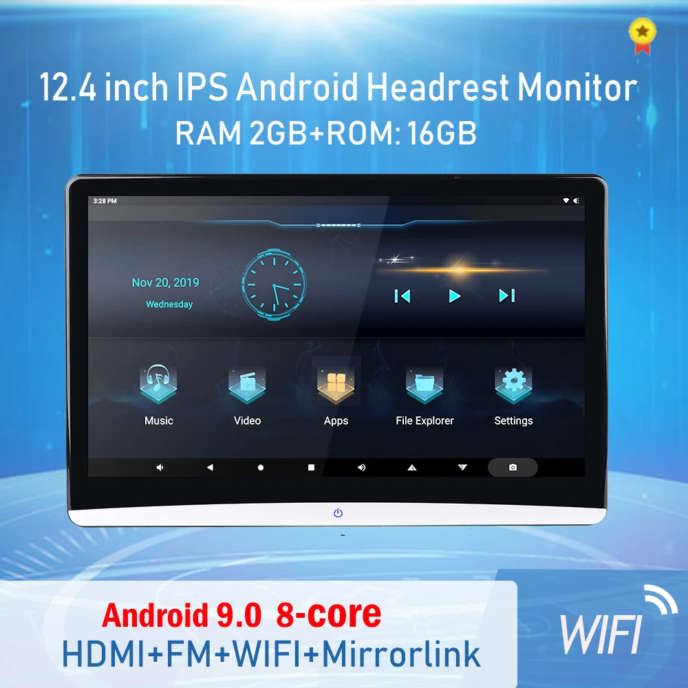 買い付け 12 4インチandroidカーモニター 9 0 P 4k 1080p Wifi Bluetooth Usb Hdmi Fm ミラーリンク Miracastを備えたメディアプレーヤー セール開催中 Kingscages Com