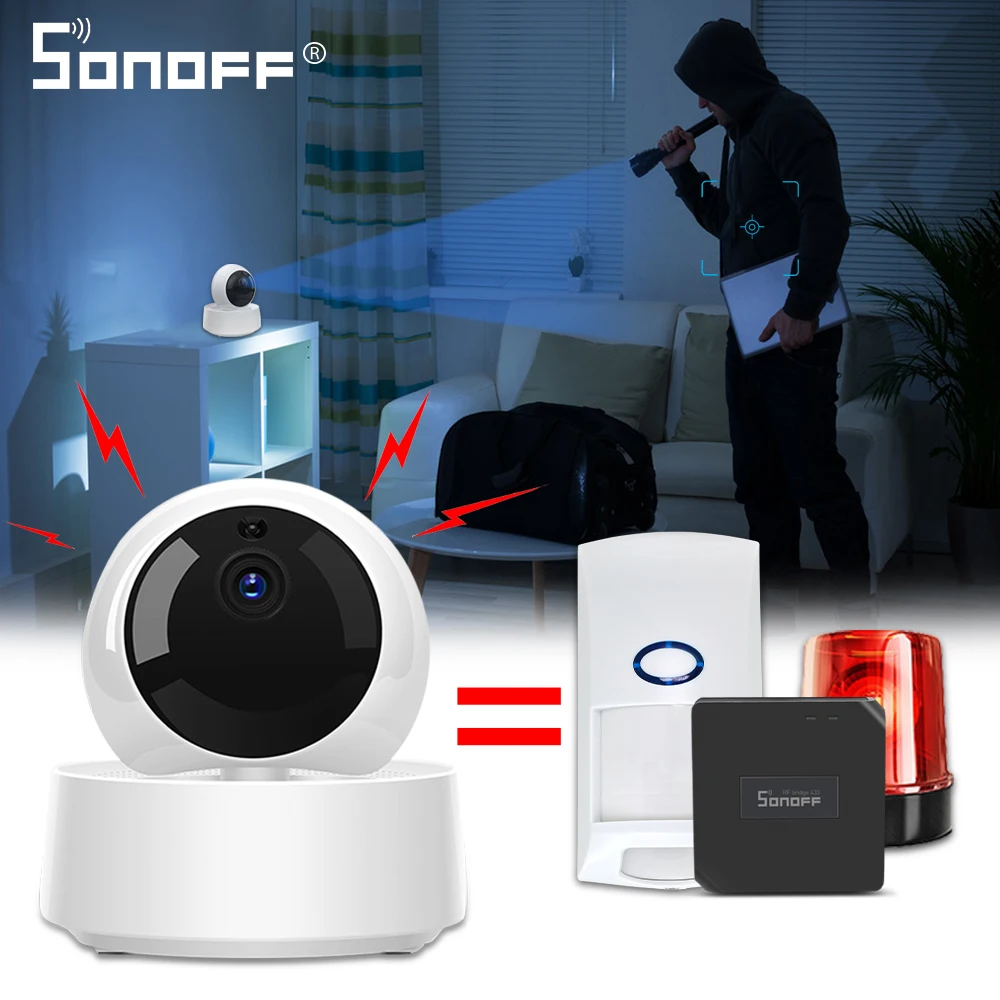 Skup SONOFF GK 200MP2 B Mini bezprzewodowa kamera wifi IP aplikacja ewelink 360 IR 1080P HD niania elektroniczna baby monitor nadzoru bezpieczeństwa Alarm inteligentnego domu
