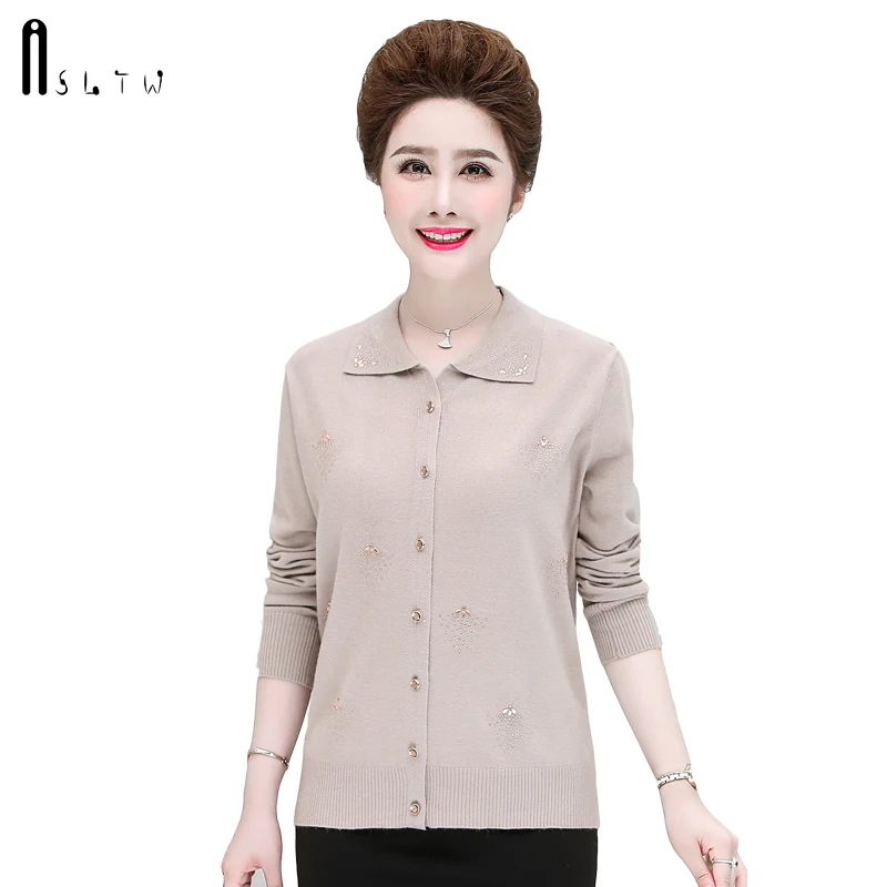 

ASLTW Female Cardigan 2018 New Autumn Turn Down Collar Sweater High Quality Soft Single Breasted Cashmere Cardigans Women