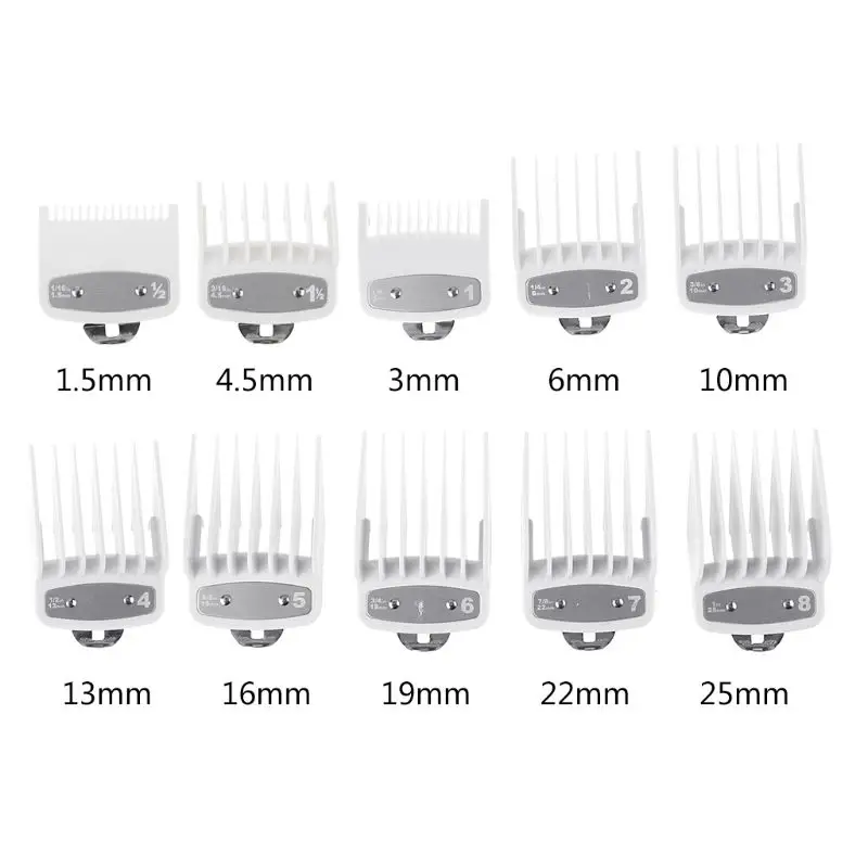  8/10Pcs Barber Shop Styling Guide Comb Set Transparent Hair Clipper Limit Comb