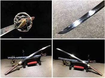

Handmade Japanese Sword Razor Sharp T10 Clay Tempered Steel Blade Samurai Katana Saber Full Tang Can Be Cut Bamboo