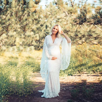 

2020 Summer Maternity Dress Maternity Photography Props Dress White Lace Pregnancy Dress Photography For Photo Shoot