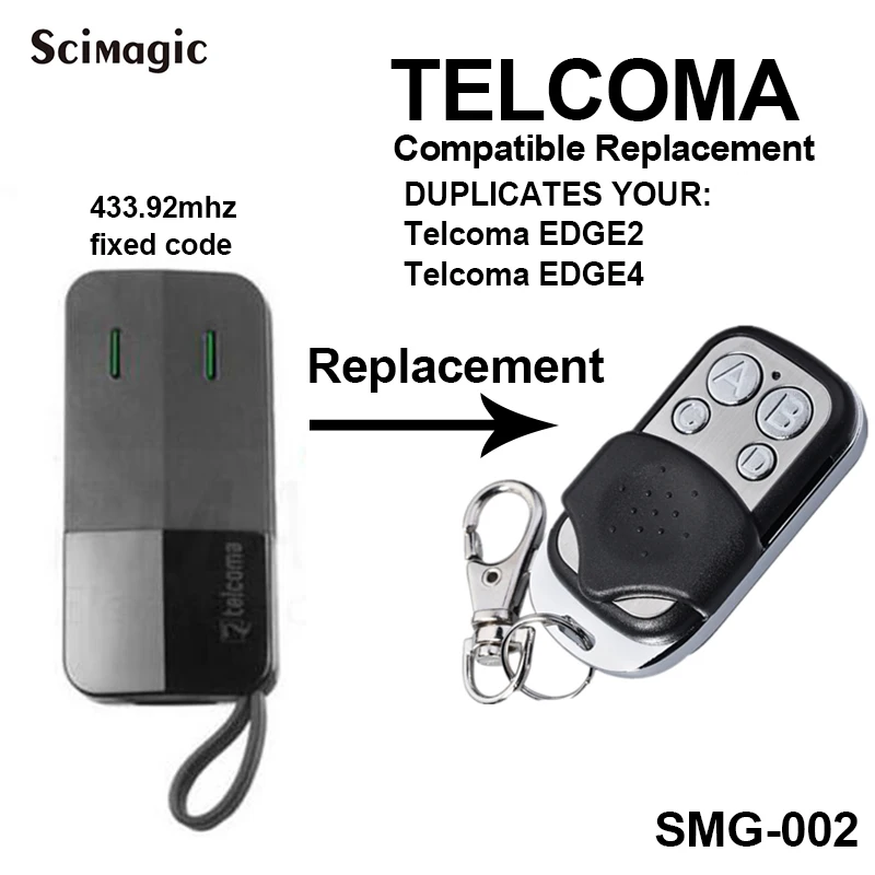 433.92MHz TELCOMA EDGE 2, EDGE 4 Garage Door Remote Control Wireless Remote Transmitter for Access Control Commands