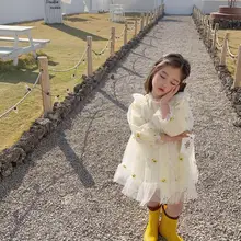 Платье принцессы в Корейском стиле для девочек весенние модные платья для девочек От 2 до 7 лет, PP958