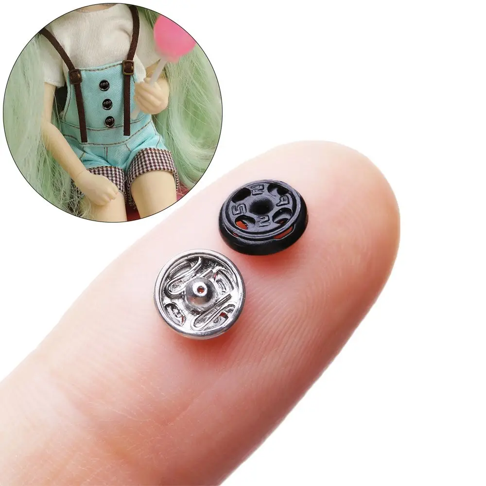 24Pcs Mini Buttons Buckles for DIY Doll Clothes 6mm Metal Buckle Invisible Snap#