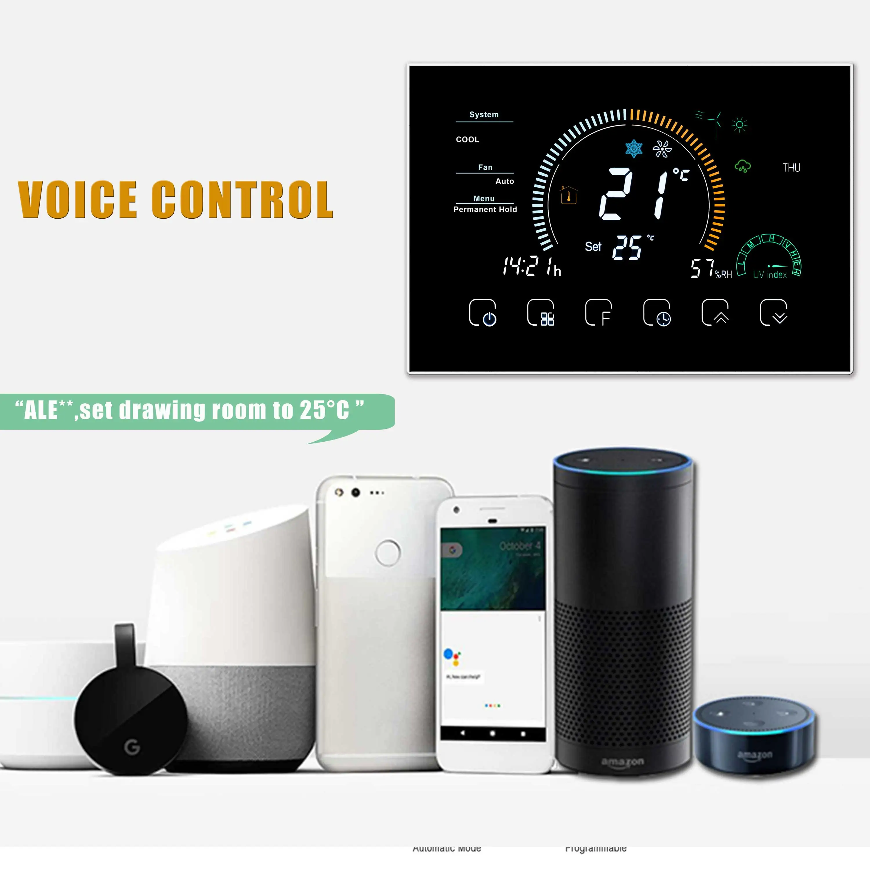 24V WIFI TUYA Central Heating Cold Control THERMOSTAT for Work Different System Types Warm Air,Hot Water,Heat Pump,Steam