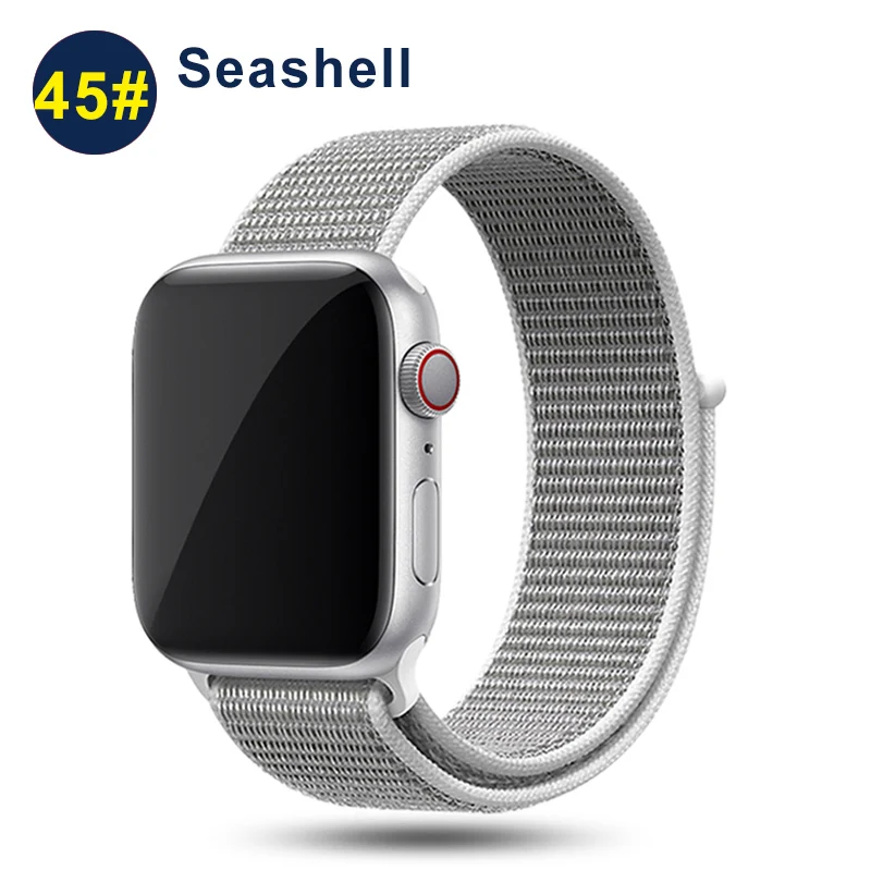 Ремешок UEBN для Apple Watch Series 5 4 3 band 44 мм/40 мм Спортивная петля для iwatch band 5 42 мм 38 мм ремешок браслет нейлоновый ремешок для часов - Цвет ремешка: Seashell