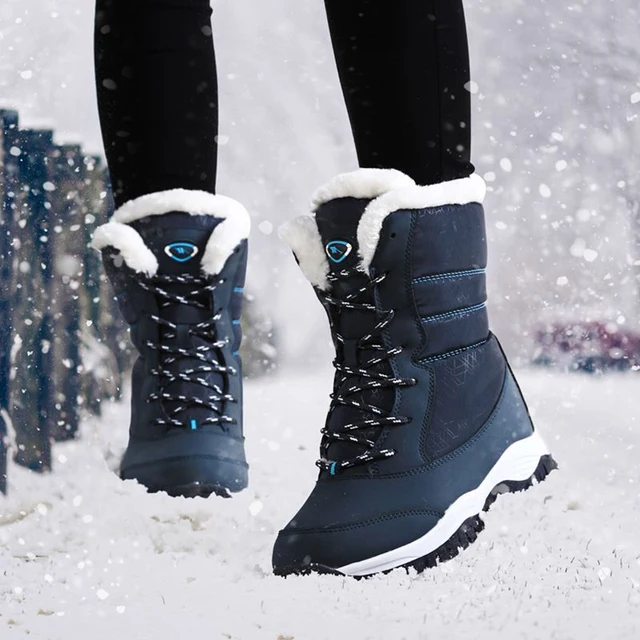 Waterproof Winter Ankle Snow Boots Boots Women's Apparel Women's Shoes color: 8827 Beige|8827 Black|8827 Blue|8827 Red|Beige White|Black|Blue|Red