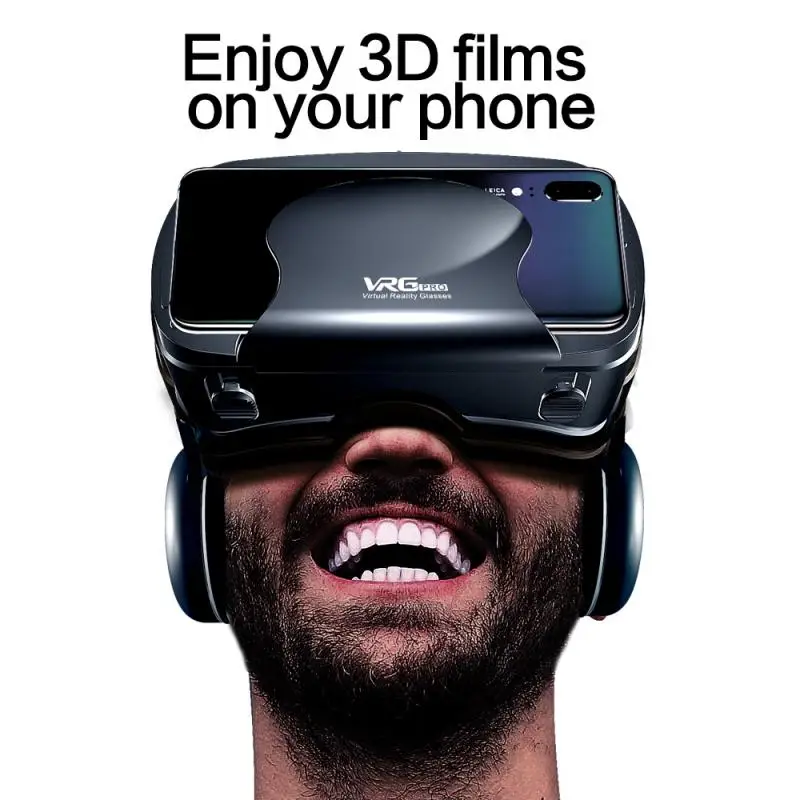 

New VRG Pro 3D VR Glasses Virtual Reality Full Screen Visual Wide-Angle 3D Glasses For 3.5 To 7 inch Smartphone Smart Glasses
