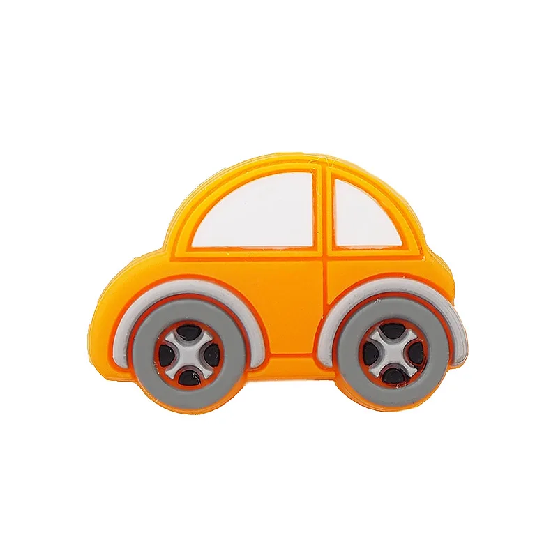 Orange Chenkai 8 шт. силиконовые бусины в виде автомобилей Детские мультфильм прорезывание зубов BPA бесплатно для DIY Младенческая Успокаивающая соска Уход браслет игрушки аксессуар - Цвет: Orange