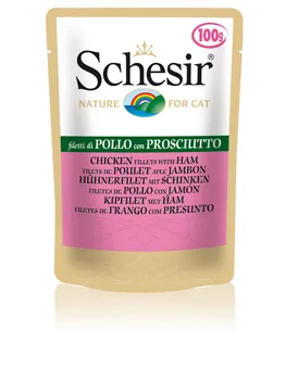 

"Schesir" canned food for cats chicken fillet with Ham 100g, 12 PCs.