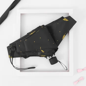 

Hot Sale 6 Bone Vinyl Sun Umbrella Mini Ultra Light Five Fold Umbrella Feather Sun Protection UV Protection Sunshade Female