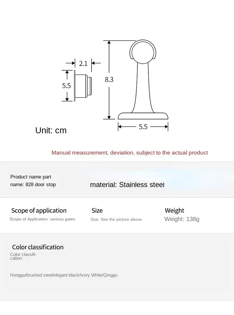 Description Picture 2 of itemSilver Stainless Steel door stopper Soft-Catch Magnetic Door Stop in Brushed Satin Nickel Wall Mount by Lizavo