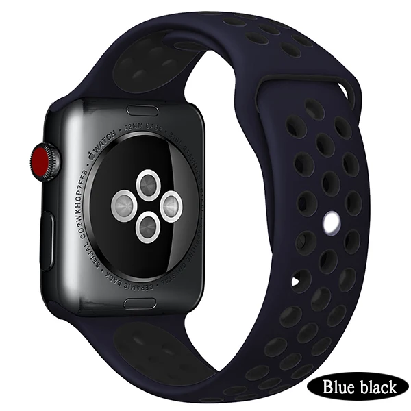 Nike силиконовый ремешок для Apple Watch 4 44 мм 40 мм дышащие Спортивные ремни для Iwatch Band 3 2 1 ремешок для часов браслет - Цвет ремешка: Blue black