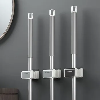 

Wall Mounted Bathroom Organizer Multifunction Mop Hook For Home Punch-free Mop Holder For Kitchen Bathroom Accessories Set