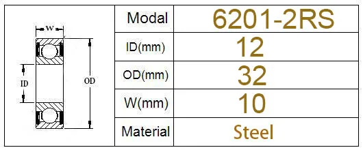 6201-2rs 10 шт. 6201-2rs 6201rs 6201 Rs 12*32*10 мм Радиальные шарикоподшипники 12X32X10 мм для велосипедные втулки