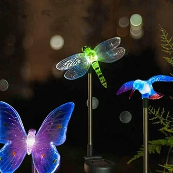 

RGB Outdoor LED Lawn Light Garden Lights Waterproof For Garden Decoration Butterfly Bird Dragonfly Novelty Art Solar Lamp Decor