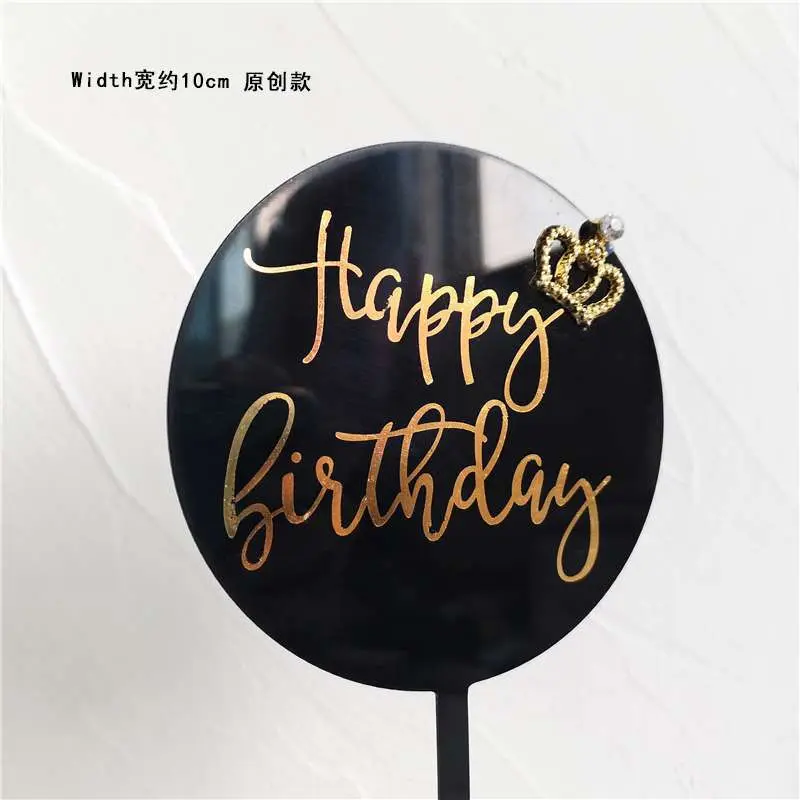 2pc crown birthday B Акриловый розовый ой детский крюк Топпер для торта «С Днем Рождения» для вечерние украшения юбилей Алмаз Любовь Подарки принадлежности для выпечки - Цвет: 2pc crown birthday B