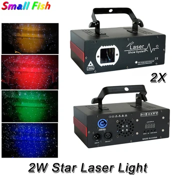 

2Pcs/Lot 2W LED Star Laser Light Red Yellow Green Blue DJ Disco Bar Stage Light DMX512 Wedding Dancefloor Party Decoration Light