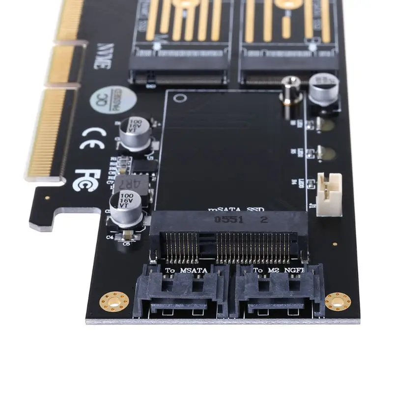 PCI-E 3,0X16 на M.2 SSD PCIE на M2 адаптер Raiser M Key B Key mSATA 2 x 7Pin SATA порт NVME M2 SSD AHCI mSATA 3 в 1 Riser Card