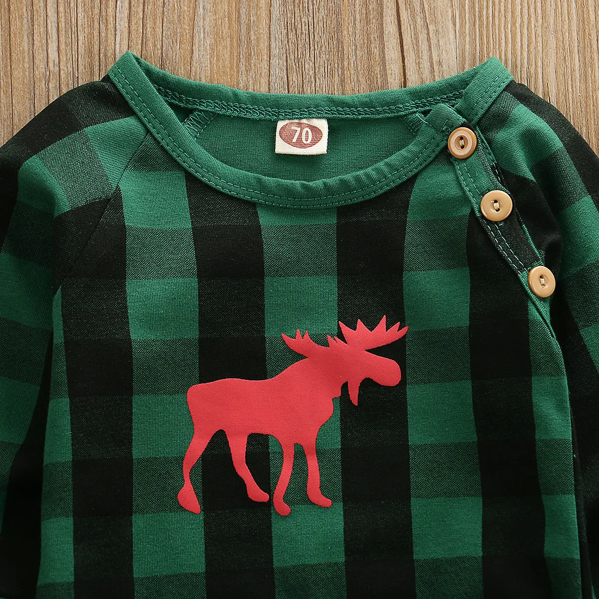 Рождественская Одежда для новорожденных мальчиков и девочек 0-18 месяцев, комбинезон с оленем, клетчатые костюмы