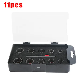 

11pcs/Set Bolt Broken Nut Extractors Socket Damaged Removal Tool Black New