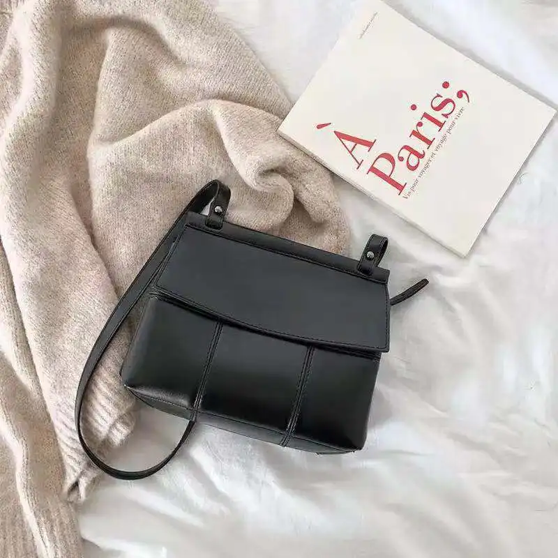 02 Black Новые женские Дамские Сумки, Курьерская сумка, модная сумка на плечо, простые Стильные корейские сумки через плечо из искусственной кожи, офисные женские сумки с клапаном, большой емкости - Цвет: 02 Black