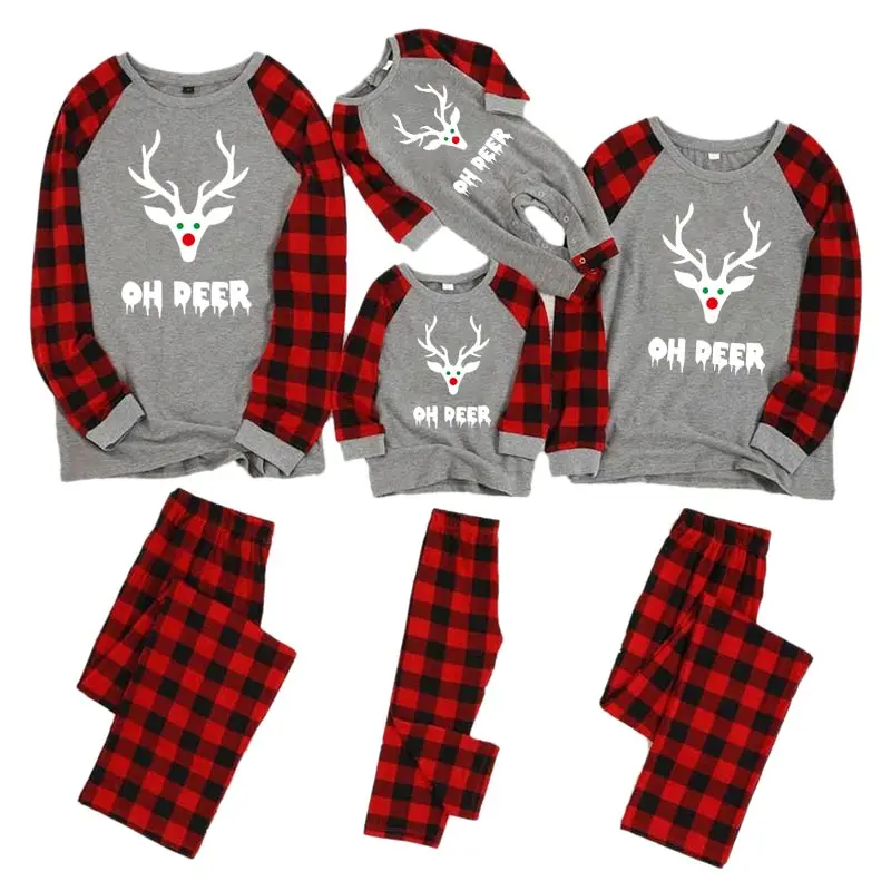 MVUPP рождественские пижамы для всей семьи с изображением оленя; одинаковые Топы; Семейные рождественские пижамы; зимняя одежда для сна; принт с героями мультфильмов для папы, мамы и меня - Цвет: color 1