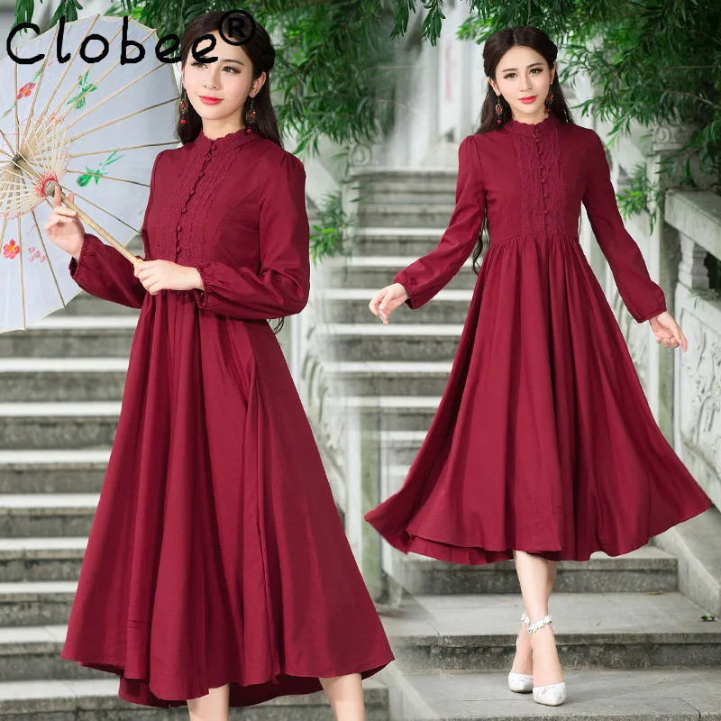 Vestido de festa 2019 женское осеннее рождественское винтажное Брендовое платье с длинным