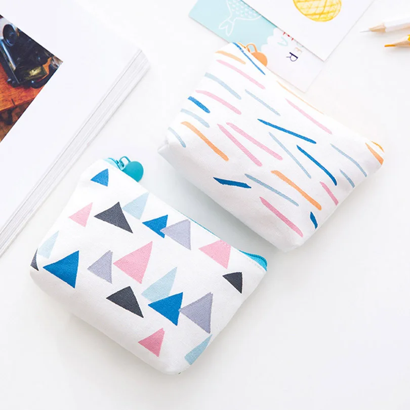 

Original Handmade Cute Key Bag For Women Mini Geometry Pattern Coin Wallet Purse With Zipper Storage Bag Portable Dropshipping