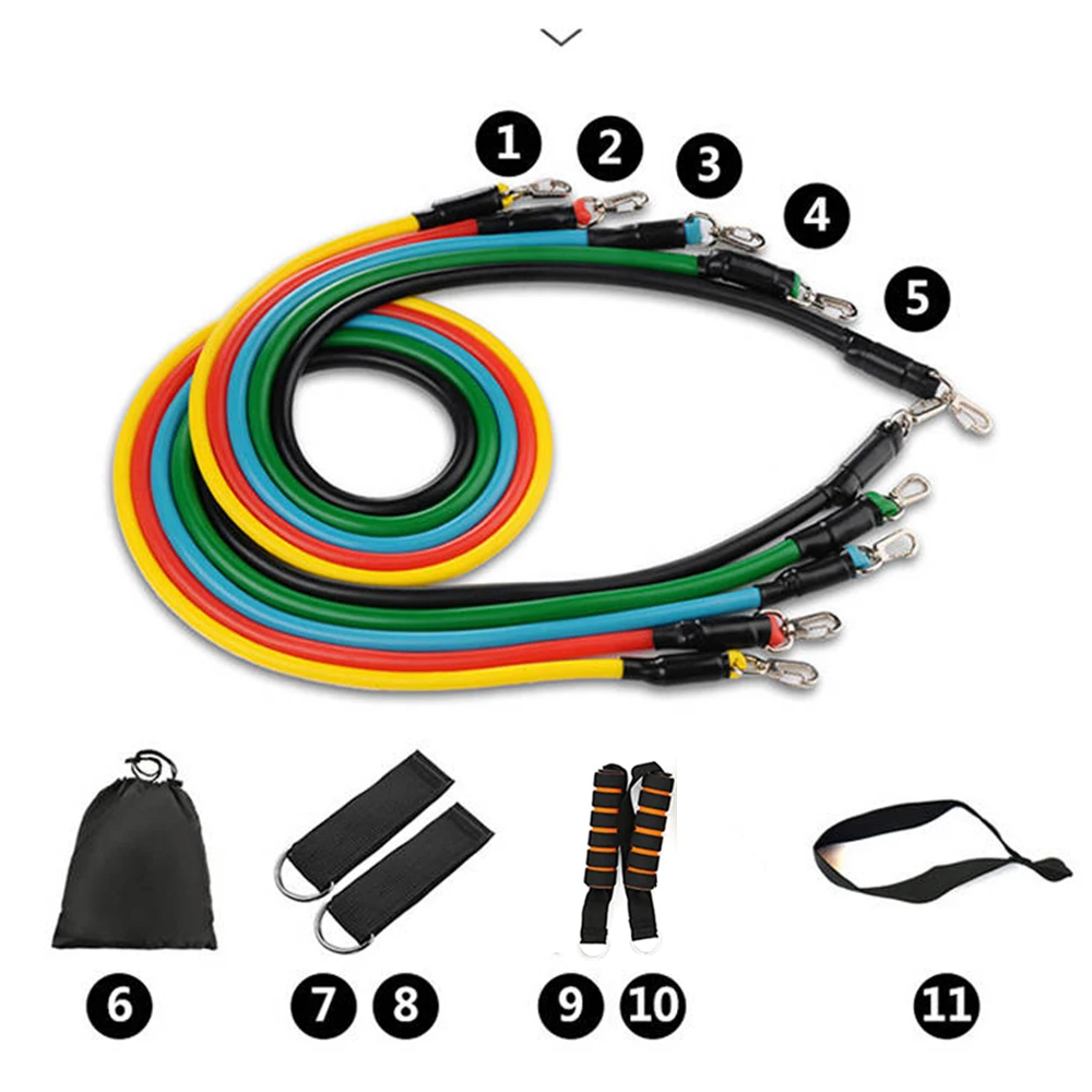 

11 pcs Yoga Band Tube Resistance Bands Set Fitness Elastic Rubber Band Training Workout Expander Pull Rope Gym Fitness Equipment