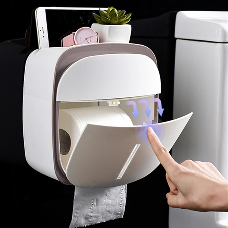 

Toilet Paper Holder Roll Paper Tube Bathroom Plastic Waterproof Tissue Box Toilet Paper Tray Wall Mounted Storage Box Organizer
