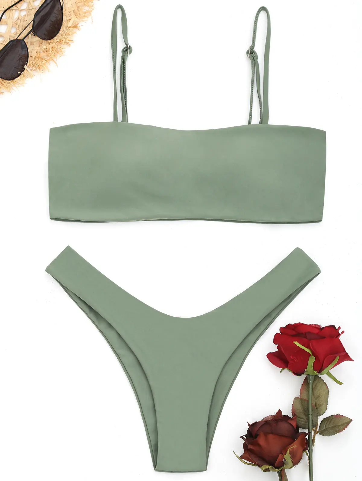 

ZAFUL Cami High Cut Bikini Set