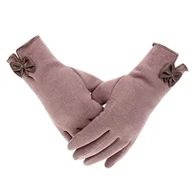 Moda arco inverno luvas femininas à prova de vento pelúcia interna quente senhora mittens tela de toque pele friendly macio couro do plutônio meninas